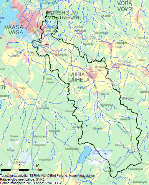 Karta över Toby ås avrinningsområde.